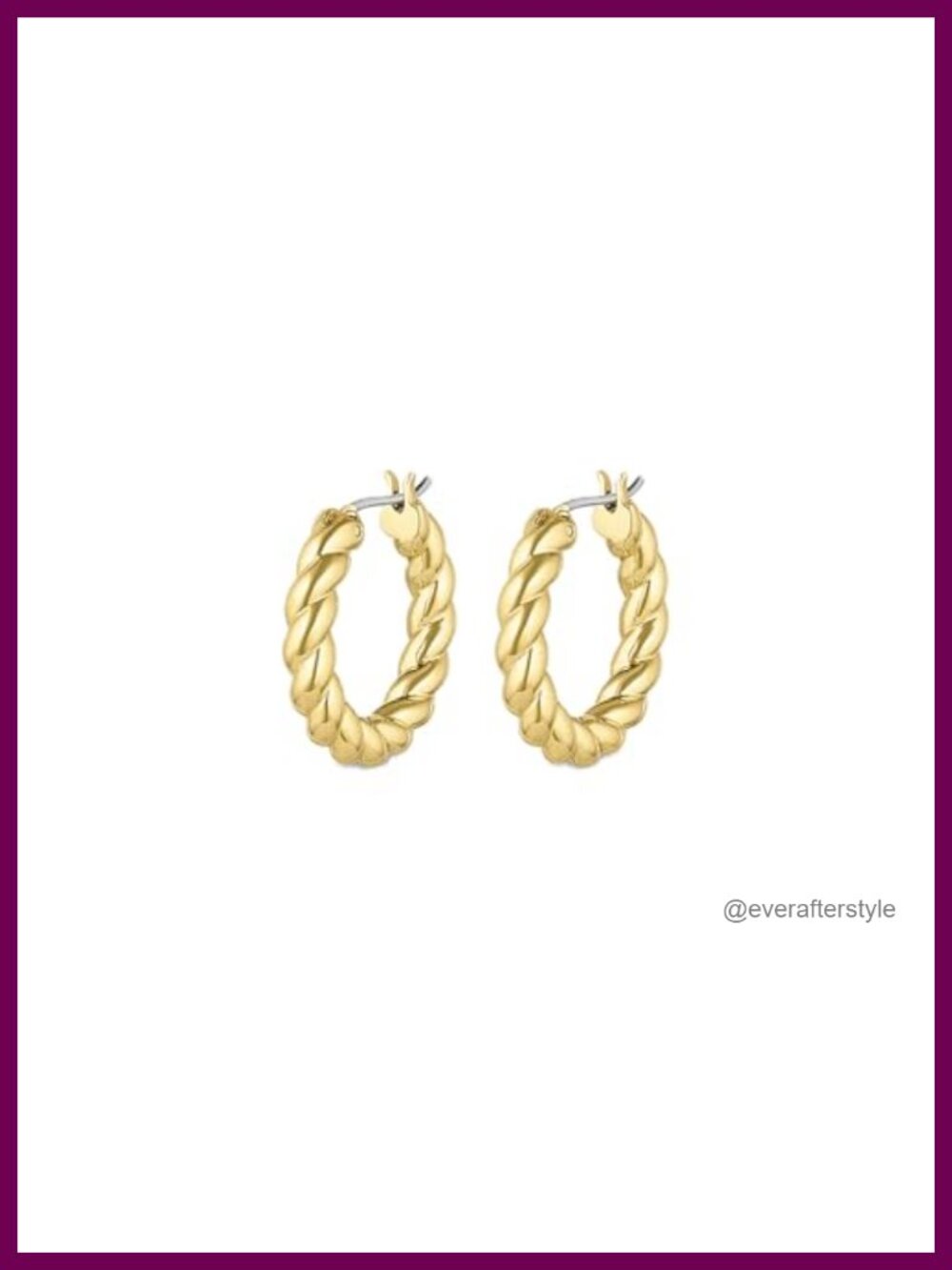 18k Gold Plated Twist Hoop Earrings for Women - Stainless Steel Post Hinge